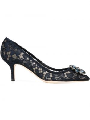 Кружевные лодочки на шнуровке Dolce & Gabbana, синий