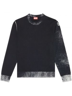 Памучен пуловер Diesel черно
