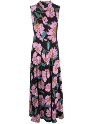 Květinové dlouhé šaty bez rukávů s potiskem Dvf Diane Von Furstenberg černé