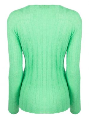 Vilnonis megztinis v formos iškirpte Roberto Collina žalia