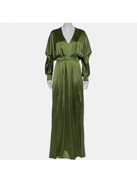 Satynowa sukienka Balmain Pre-owned zielona