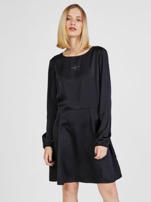 Poliészter denim ruha Calvin Klein Jeans - fekete