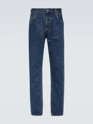 Niebieskie proste jeansy z niską talią Prada