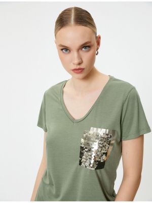 T-krekls ar v veida izgriezumu ar īsām piedurknēm Koton