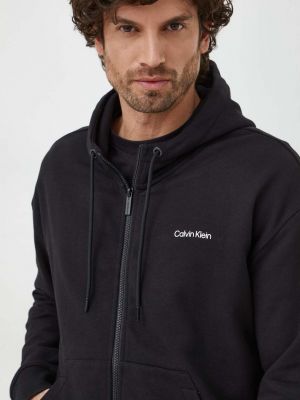Pamut kapucnis melegítő felső Calvin Klein fekete