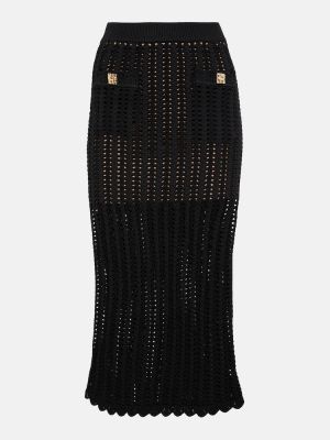 Midi sukně s vysokým pasem Self-portrait černé