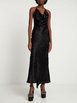 Jedwabna sukienka midi z wiskozy Del Core czarna