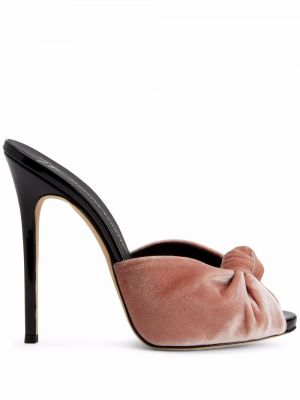 Žametne sandali iz rebrastega žameta Giuseppe Zanotti roza