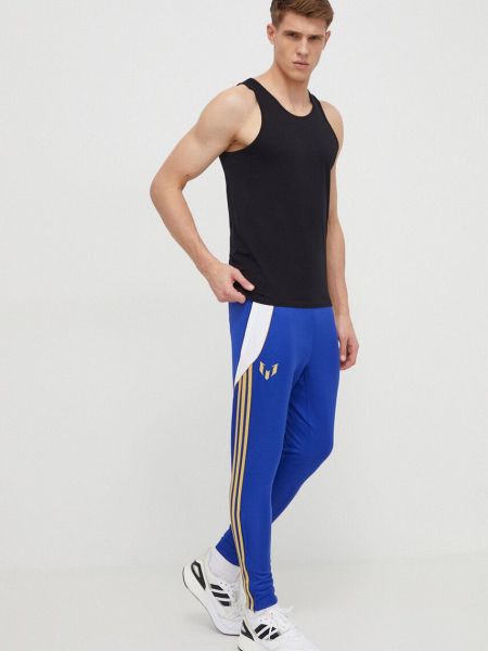Kalhoty s aplikacemi Adidas Performance modré