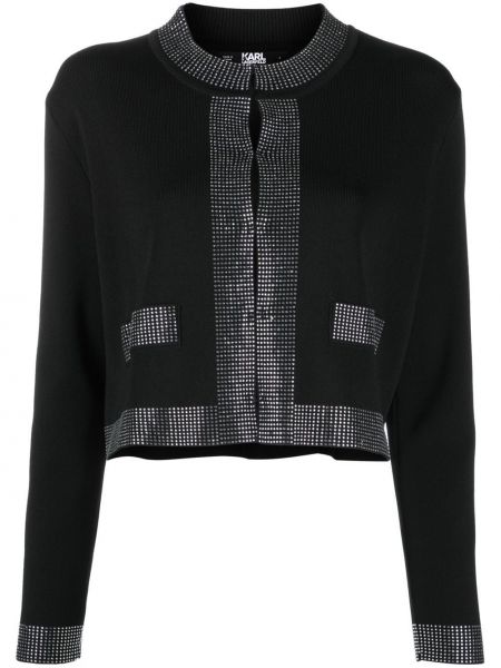 Плетен жилетка с кристали Karl Lagerfeld черно