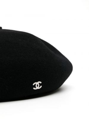 Haftowany beret Chanel Pre-owned czarny