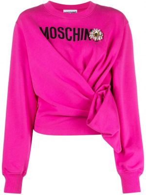 Bluza z nadrukiem drapowana Moschino różowa