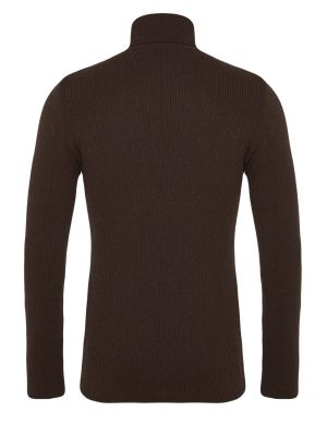 Sweter dopasowany Trendyol brązowy