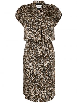 Svilena obleka s potiskom z leopardjim vzorcem Céline Pre-owned
