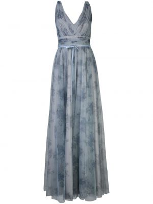 Večernja haljina s cvjetnim printom od tila Marchesa Notte Bridesmaids plava
