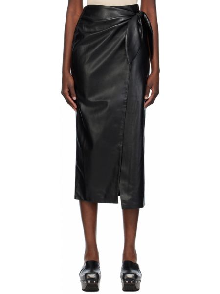 Черная кожаная юбка Nanushka