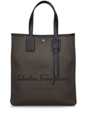 Kožená nákupná taška Ferragamo zelená