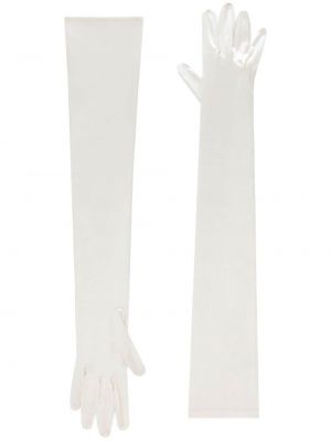 Mănuși din satin Dolce & Gabbana alb