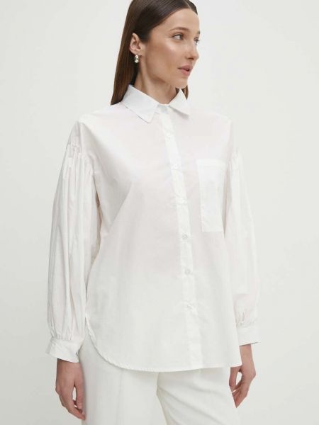 Clasic cămașă din bumbac cu croială lejeră Answear Lab alb