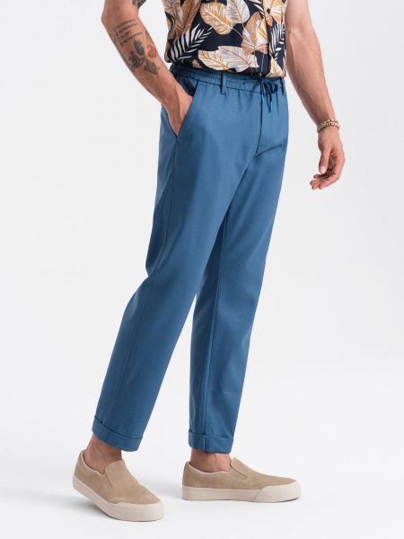 Λινό υφασμάτινο παντελόνι Ombre μπλε