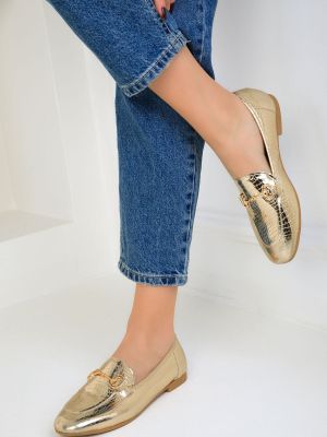 Pantofi cu model piele de șarpe Soho auriu