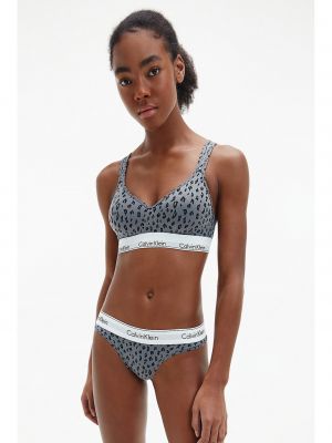 Leopardí braletka Calvin Klein Underwear šedá