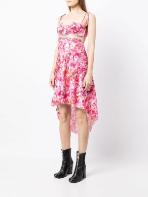 Růžové květinové midi šaty s potiskem Natasha Zinko