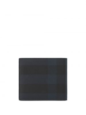 Kostkovaná kožená peněženka s potiskem Burberry modrá