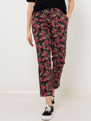 Pantaloni cu model floral Camaieu negru