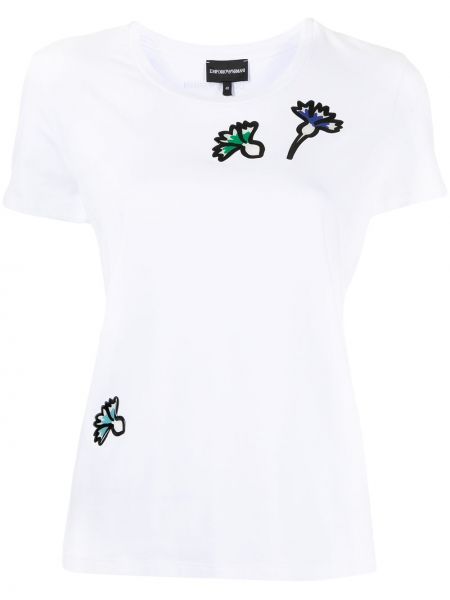 Camiseta de flores con estampado Emporio Armani blanco