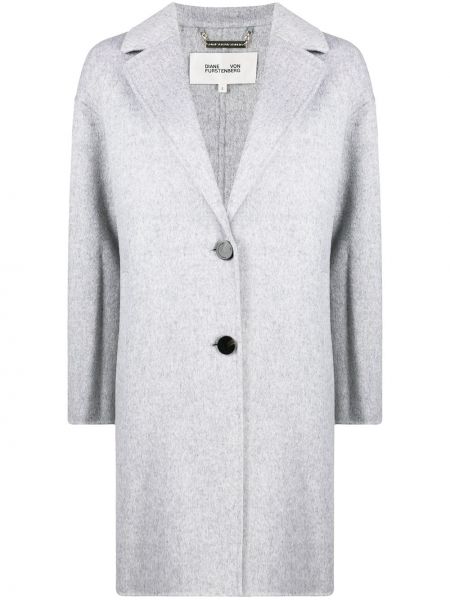 Пальто на пуговицах однобортное Dvf Diane Von Furstenberg, серое