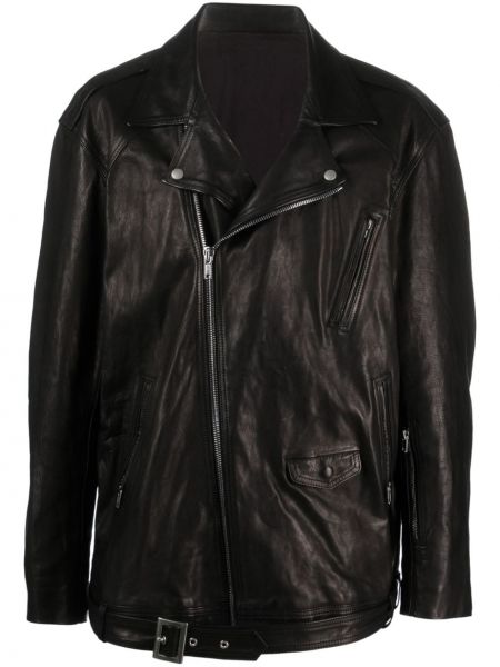 Kožená bunda na zip Rick Owens černá