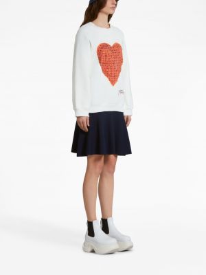 Raštuotas medvilninis džemperis su širdelėmis Marni balta
