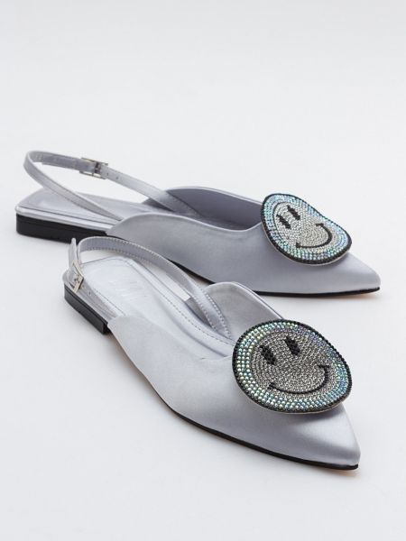 Szatén balerina cipők Luvishoes ezüstszínű
