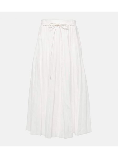 Pamučna lanena midi suknja Joseph bijela