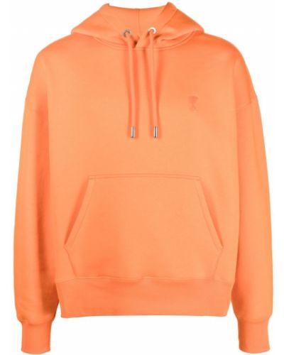 Siuvinėtas džemperis su gobtuvu Ami Paris oranžinė