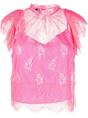 Кружевная блузка на шнуровке Pinko, розовая