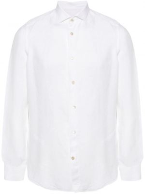 Lněná košile s knoflíky Eleventy bílá