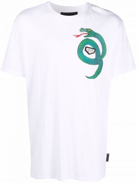 Camiseta de estampado de serpiente Philipp Plein blanco