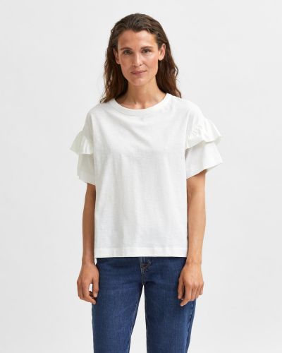 Меланж тениска Selected Femme бяло