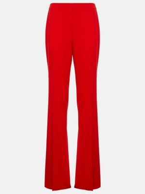 Vlnené rovné nohavice s vysokým pásom Ferragamo červená