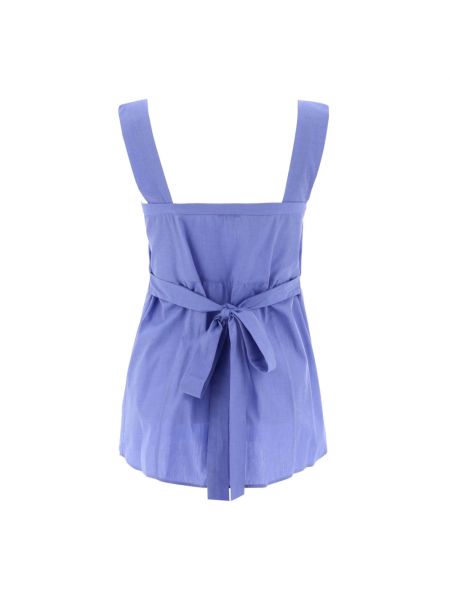Sukienka mini z kokardką bawełniana relaxed fit Aspesi niebieska