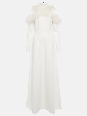 Μάξι φόρεμα με φτερά Christopher Kane λευκό