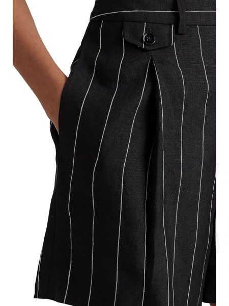 Плиссированные льняные шорты в полоску Lauren Ralph Lauren черные