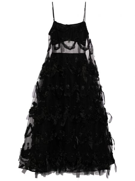 Černé drapované midi šaty Simone Rocha