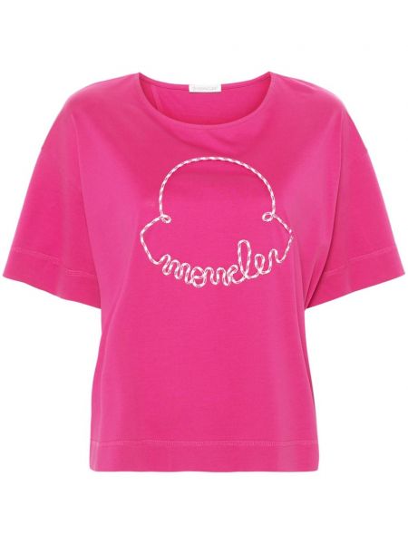 Памучна тениска Moncler розово