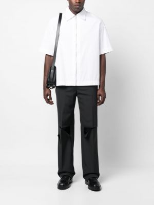 Vlněné rovné kalhoty s oděrkami Givenchy šedé