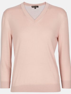 Кашмирен копринен пуловер Loro Piana розово