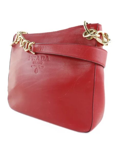 Bolsa de hombro de cuero retro Prada Vintage rojo