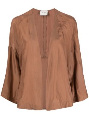 Копринена блуза с драперии Alysi кафяво